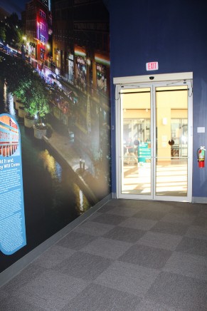 The exit of the Crossroads exhibit